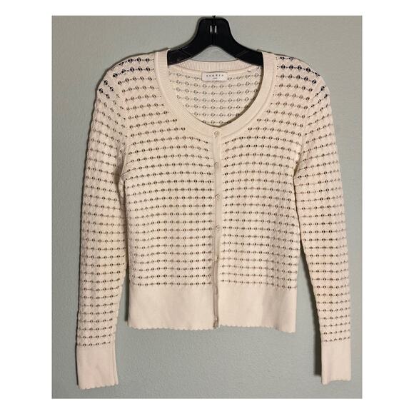 Sandro Cardigan Cropped Sweater Lace Crochet Lovely & Sweet ~ Sz 2 Small - Picture 3 of 10